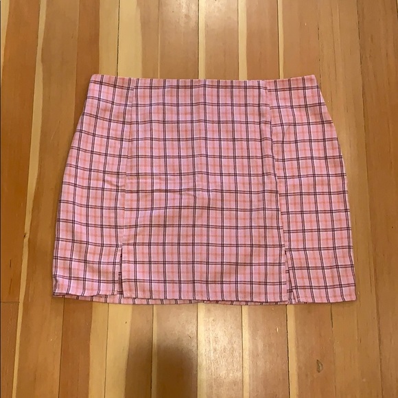 Pink Plaid High-Rise Mini Skirt - Picture 1 of 4